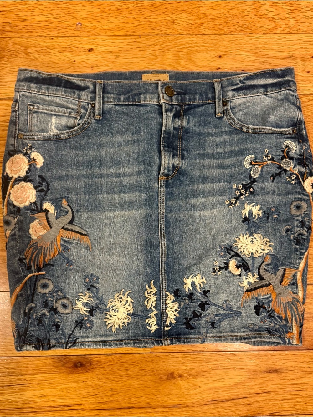 DRIFTWOOD Kate Embroidered Denim Mini Skirt